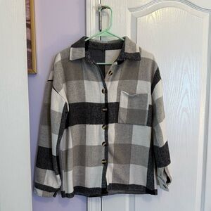 Plaid Button-Up Shirt Jacket